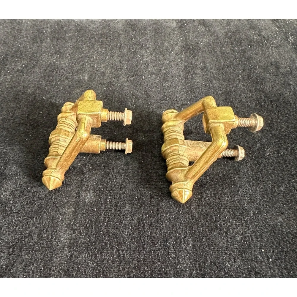 Vintage Brass Drawer Pulls Set of 2 Unique Shape Vintage Hardware MCM 2.25